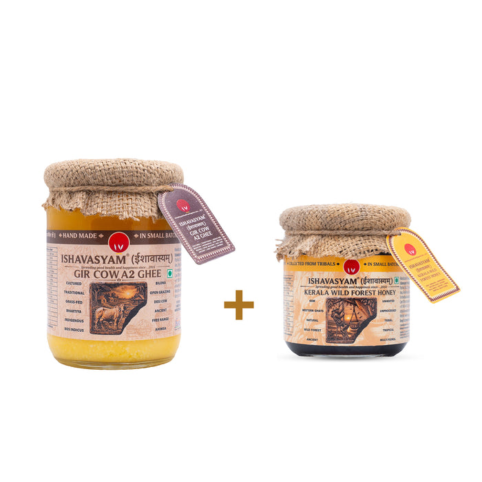 Gir Cow Ghee & Kerala Wild Forest Honey Combo Pack